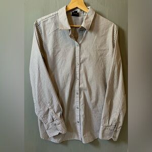 Worthington Grey Striped Button Down Shirt